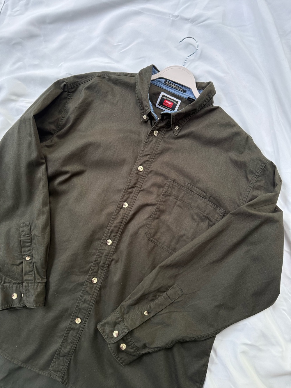 Wrangler Hero Olive Green Button Down Shirt Men’s XL Long Sleeve Casual Cotton
